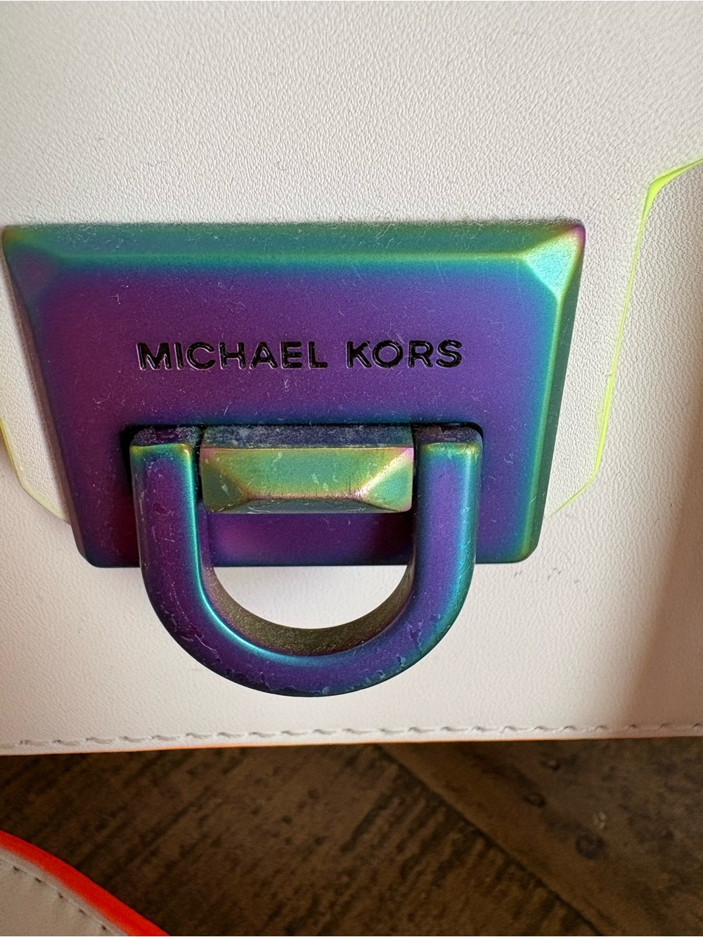 MICHAEL KORS White Satchel with Neon Trim and Michael Kors Wallet set - Picture 8 of 16